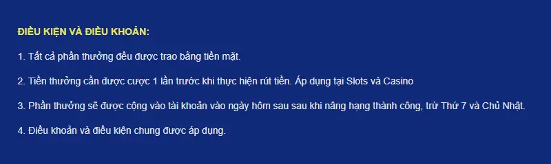 Điều kiện để tham gia chương trình VIP thưởng đặc biệt
