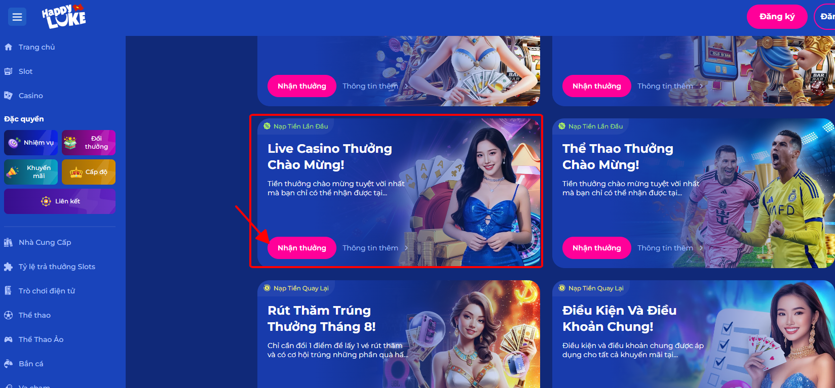 Lưu ý khi nhận ưu đãi chào mừng tại live casino Happyluke
