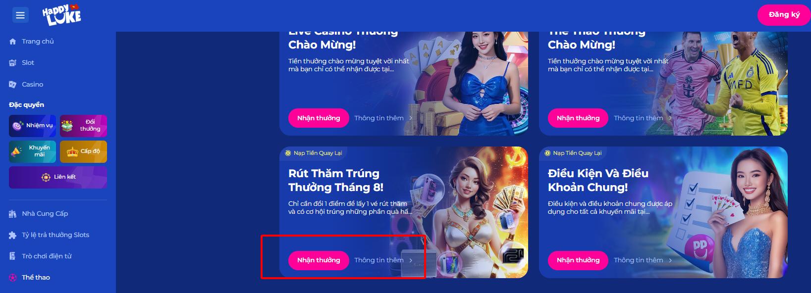 Hướng dẫn thành viên tham gia chương trình rút thăm trúng thưởng tại Happyluke